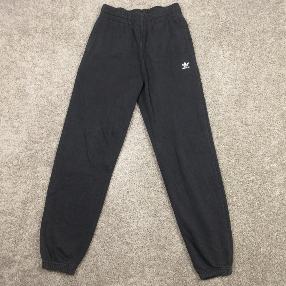 Adidas Sweatpants Mens Small Black Trefoil Logo Fleece‎ Joggers Comfort Casual